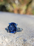 Platinum 8.11ct blue sapphire & diamond estate ring - GIA certified