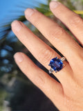 Platinum 8.11ct blue sapphire & diamond estate ring - GIA certified