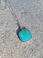 14k yellow gold turquoise bezel necklace pendant