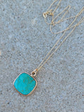 14k yellow gold turquoise bezel necklace pendant
