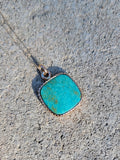 14k yellow gold turquoise bezel necklace pendant