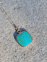 14k yellow gold turquoise bezel necklace pendant