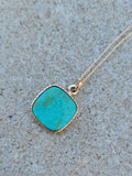 14k yellow gold turquoise bezel necklace pendant