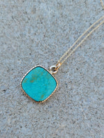 14k yellow gold turquoise bezel necklace pendant