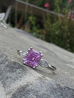 platinum pink sapphire & diamond estate ring