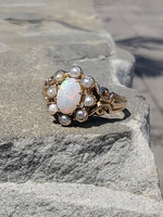 10k gold Victorian opal & pearl antique ring
