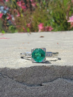 platinum Emerald & Diamond estate vintage antique ring