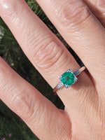 platinum Emerald & Diamond estate vintage antique ring