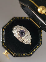14k gold two tone color changing NATURAL ALEXANDRITE & diamond estate ring
