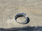 18k white gold Art Deco diamond, emerald & onyx antique ring