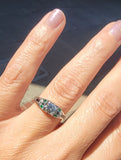 18k white gold Art Deco diamond, emerald & onyx antique ring