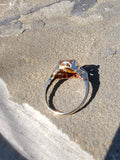 10k white gold emerald cut CITRINE & diamond Deco estate ring HOLD
