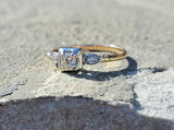 14k gold 3 diamond estate ring c.1930's - apx .17ct tw