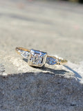 14k gold 3 diamond estate ring c.1930's - apx .17ct tw