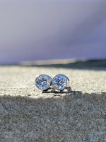 14k white gold diamond bezel stud earrings - .24ct tw