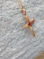 14k gold two tone engraved diamond CROSS pendant necklace