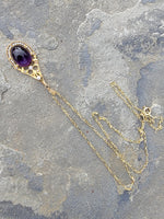 14k gold Victorian amethyst, pearl & diamond necklace pendant lavaliere