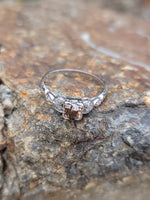18k white gold cognac brown colored European diamond c.1920's antique engagement ring