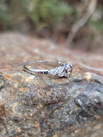 18k white gold cognac brown colored European diamond c.1920's antique engagement ring