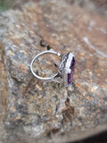 18k white gold emerald cut AMETHYST estate Art Deco ring