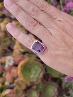 18k white gold emerald cut AMETHYST estate Art Deco ring