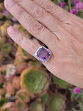 18k white gold emerald cut AMETHYST estate Art Deco ring