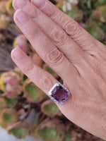 18k white gold emerald cut AMETHYST estate Art Deco ring