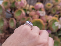 18k white gold emerald cut AMETHYST estate Art Deco ring