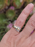 14k gold two tone diamond estate buckle ring band