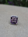18k white gold emerald cut AMETHYST estate Art Deco ring