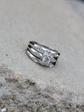 14k white gold vintage mid-century 3-piece diamond bridal set - apx .37ct tw