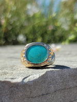 14k gold turquoise estate mens ring