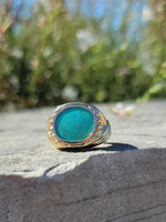 14k gold turquoise estate mens ring