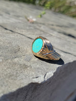 14k gold turquoise estate mens ring