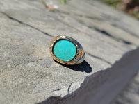 14k gold turquoise estate mens ring