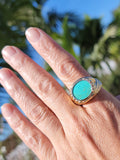 14k gold turquoise estate mens ring