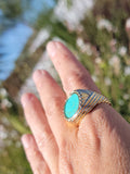 14k gold turquoise estate mens ring