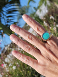 14k gold turquoise estate mens ring