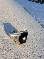 10k gold vintage Deco Black ONYX & diamond Ring