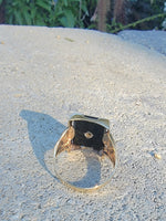 10k gold vintage Deco Black ONYX & diamond Ring