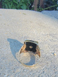 10k gold vintage Deco Black ONYX & diamond Ring