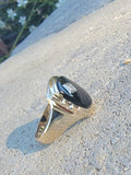 10k gold vintage Deco Black ONYX & diamond Ring