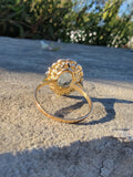 18ct gold two tone Art Deco Aquamarine & Diamond estate Ring