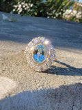 18ct gold two tone Art Deco Aquamarine & Diamond estate Ring