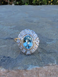 18ct gold two tone Art Deco Aquamarine & Diamond estate Ring