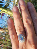 18ct gold two tone Art Deco Aquamarine & Diamond estate Ring