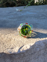 10k white gold c.1920's Art Deco filigree peridot & enamel ring