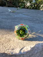 10k white gold c.1920's Art Deco filigree peridot & enamel ring