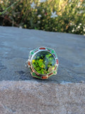 10k white gold c.1920's Art Deco filigree peridot & enamel ring