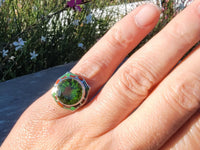 10k white gold c.1920's Art Deco filigree peridot & enamel ring